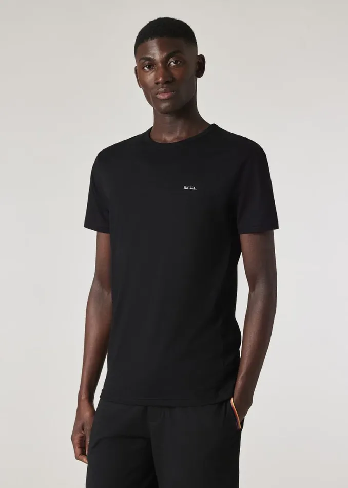 Mens Paul Smith Underwear Black Logo Organic Cotton Logo Lounge TShirts Three Pack Mens Paul Smith Underwear Black Logo Organic Cotton Logo Lounge TShirts Three Pack