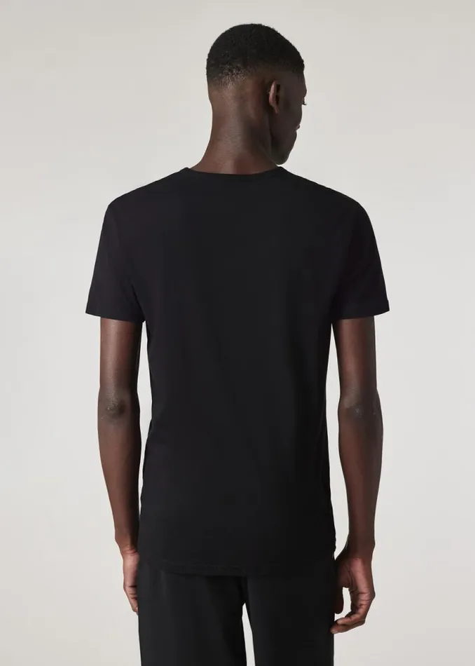 Mens Paul Smith Underwear Black Logo Organic Cotton Logo Lounge TShirts Three Pack