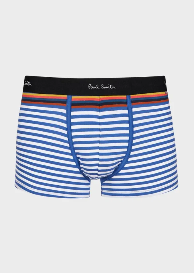 Mens Paul Smith Underwear Blue And White Stripe LowRise Boxer Briefs