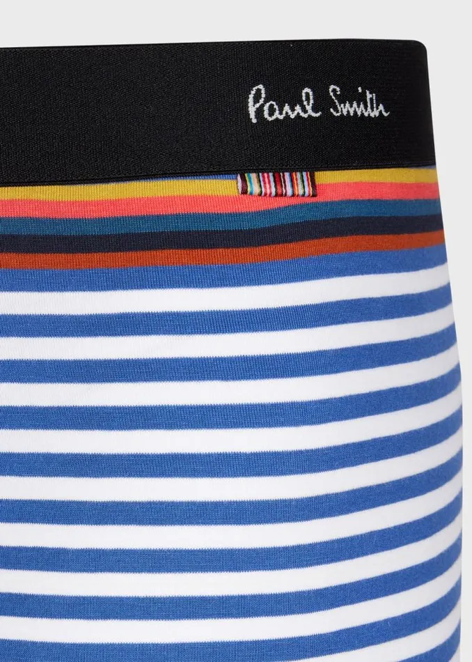 Mens Paul Smith Underwear Blue And White Stripe LowRise Boxer Briefs