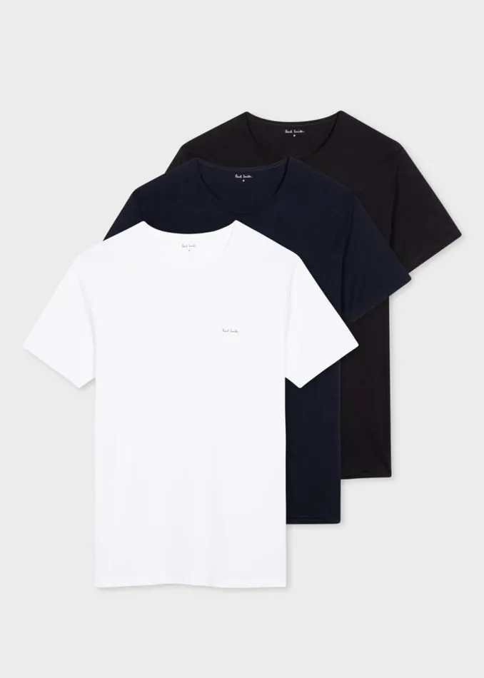 Mens Paul Smith Underwear Mixed Colour Organic Cotton Logo Lounge TShirts Three Pack Mens Paul Smith Underwear Mixed Colour Organic Cotton Logo Lounge TShirts Three Pack