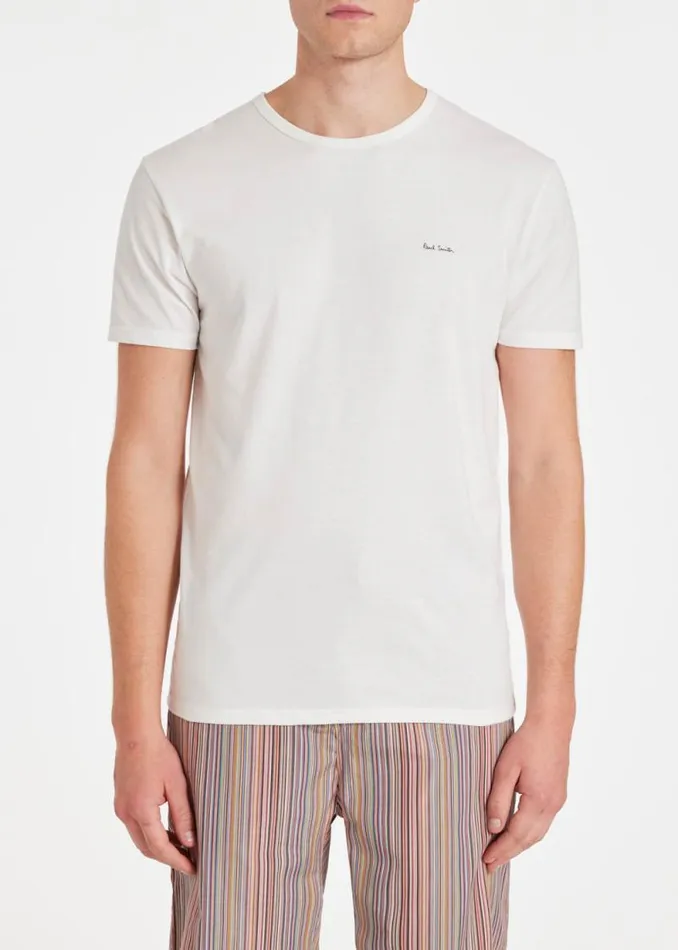 Mens Paul Smith Underwear Mixed Colour Organic Cotton Logo Lounge TShirts Three Pack