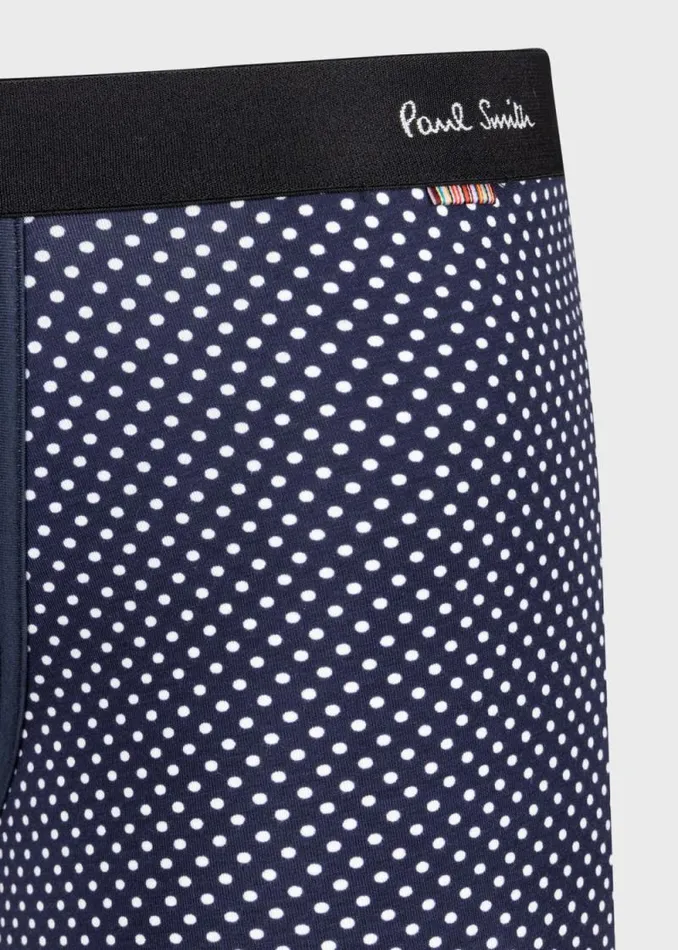 Mens Paul Smith Underwear Navy Polka Dot Boxer Briefs