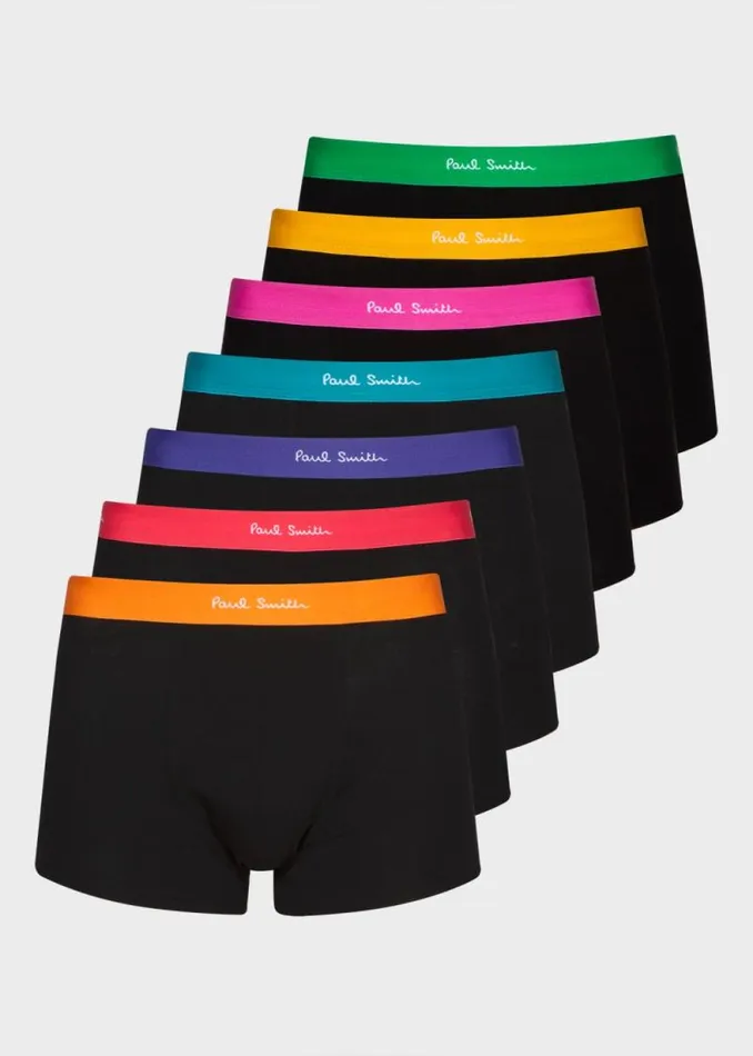 Mens Paul Smith Underwear OrganicCotton Black Boxer Briefs Seven Pack