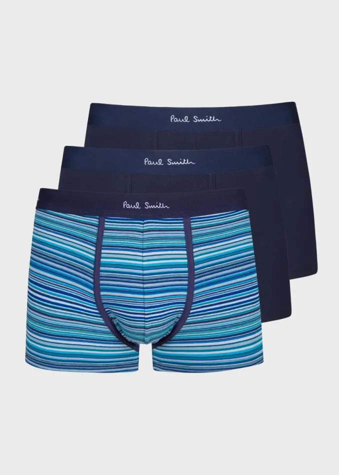 Mens Paul Smith Underwear OrganicCotton Blue 039Signature Stripe039 Mix Boxer Briefs Three Pack Mens Paul Smith Underwear OrganicCotton Blue 039Signature Stripe039 Mix Boxer Briefs Three Pack
