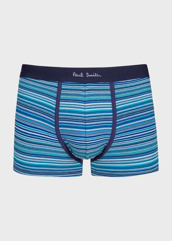 Mens Paul Smith Underwear OrganicCotton Blue 039Signature Stripe039 Mix Boxer Briefs Three Pack