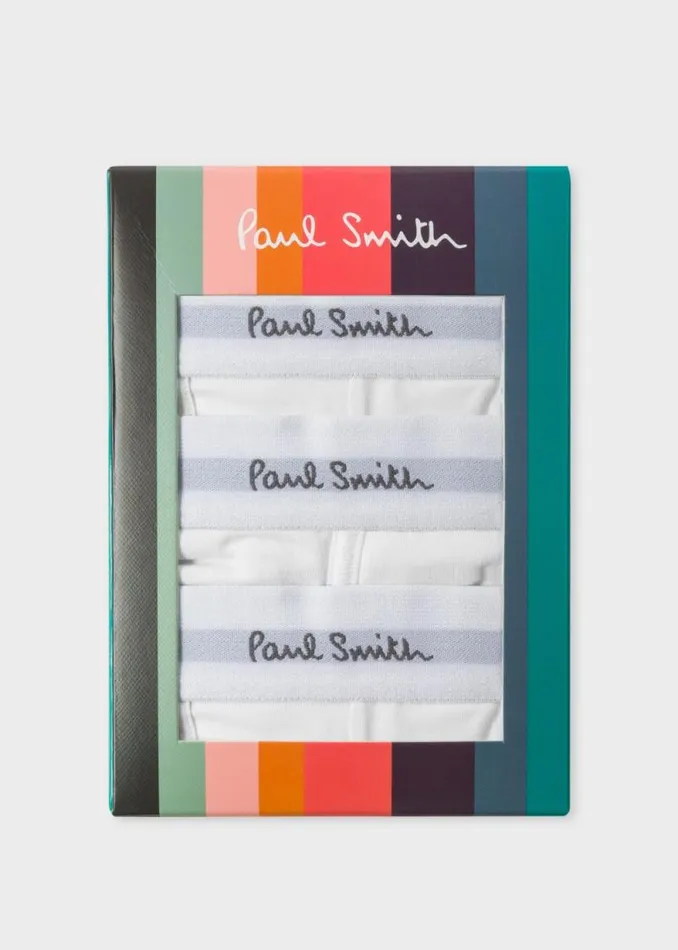 Mens Paul Smith Underwear White Organic Cotton Boxer Briefs Three Pack Mens Paul Smith Underwear White Organic Cotton Boxer Briefs Three Pack