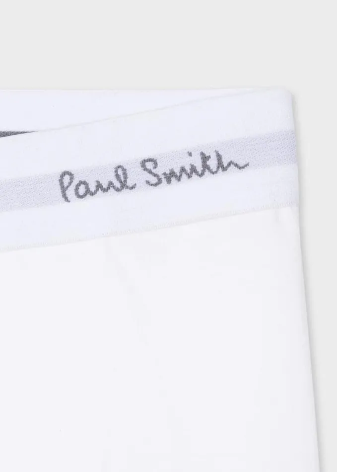 Mens Paul Smith Underwear White Organic Cotton Boxer Briefs Three Pack Mens Paul Smith Underwear White Organic Cotton Boxer Briefs Three Pack