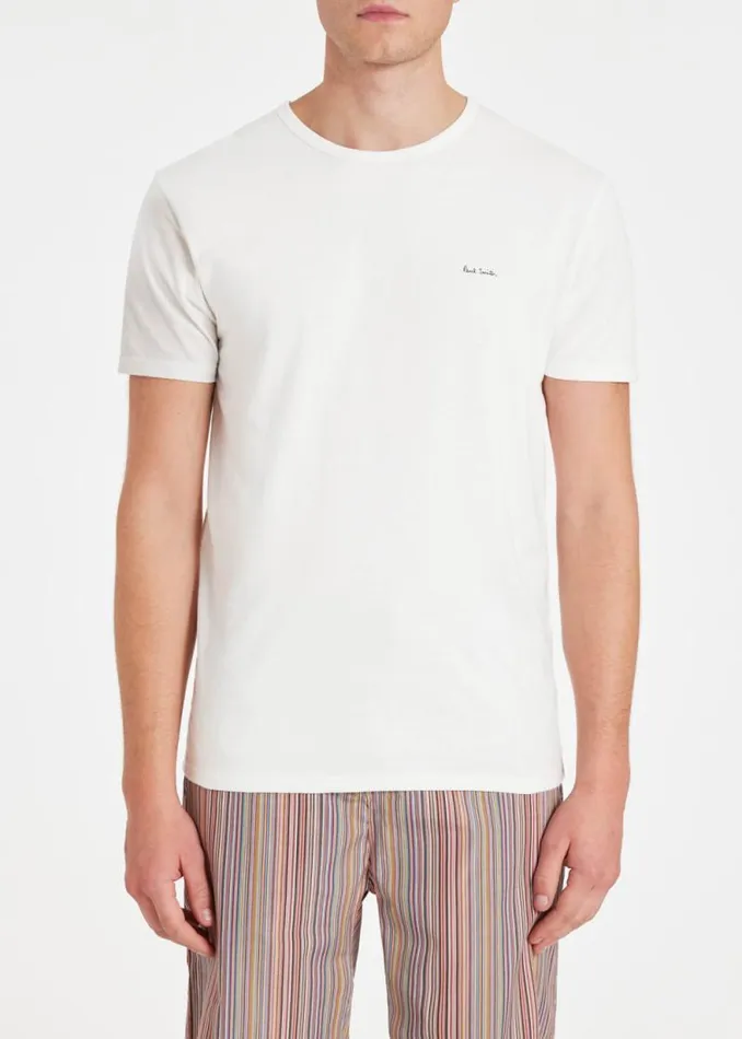 Mens Paul Smith Underwear White Organic Cotton Lounge TShirts Five Pack