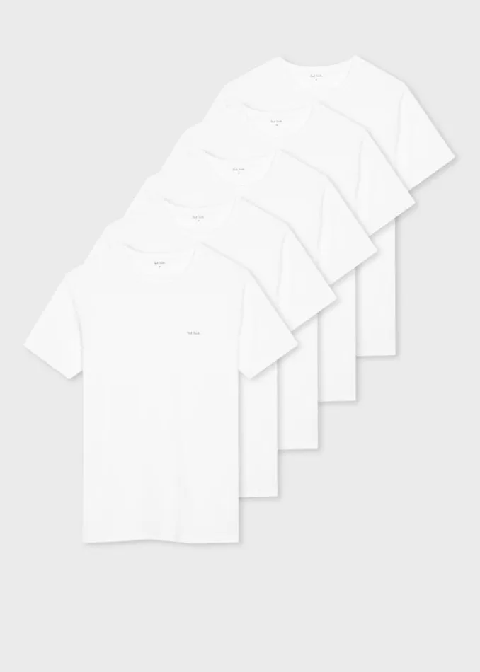 Mens Paul Smith Underwear White Organic Cotton Lounge TShirts Five Pack Mens Paul Smith Underwear White Organic Cotton Lounge TShirts Five Pack