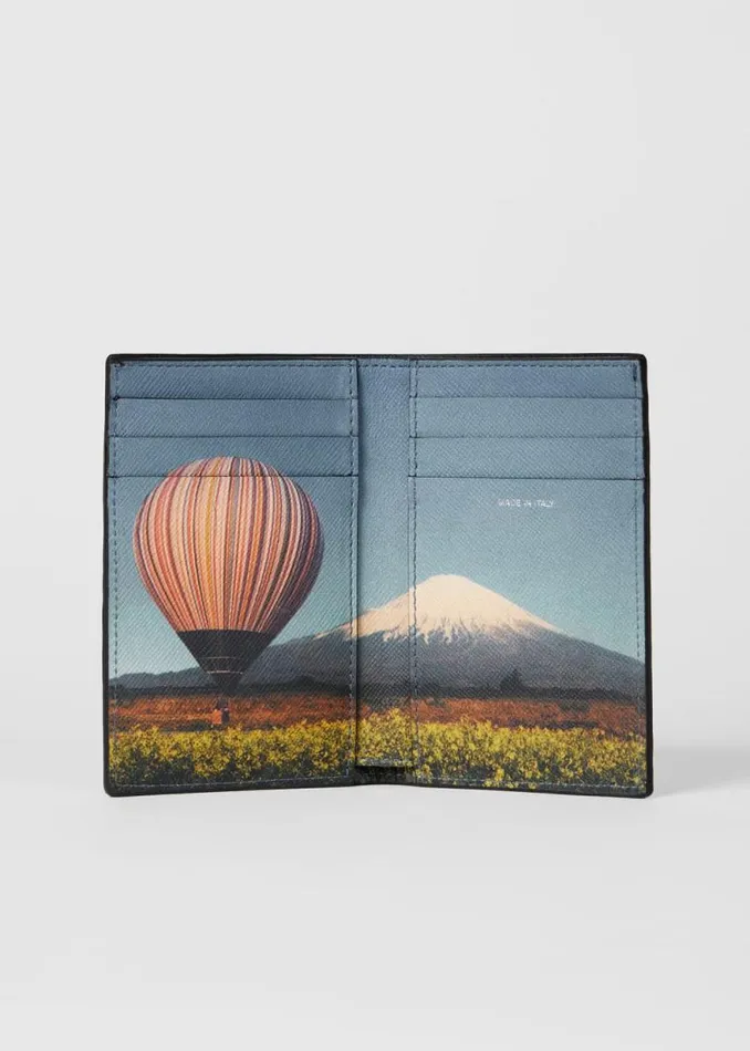 Mens Paul Smith Wallets Black 039Signature Stripe Balloon Mount Fuji039 Interior Credit Card Wallet