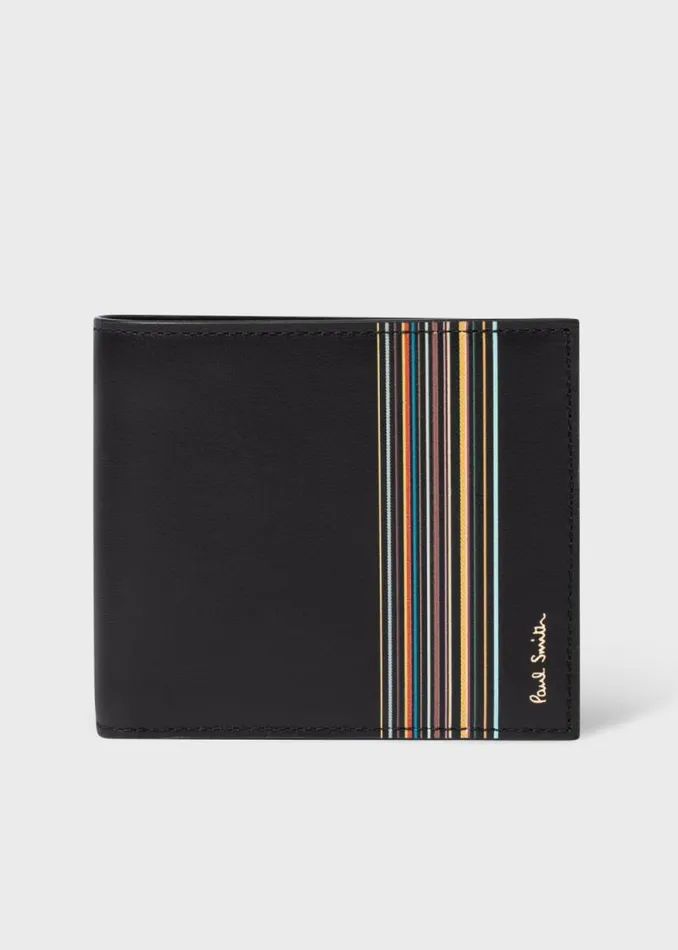 Mens Paul Smith Wallets Black 039Signature Stripe Block039 Billfold And Coin Wallet