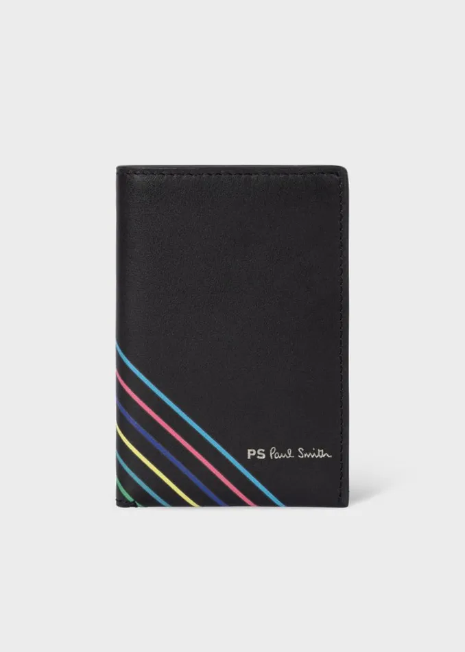 Mens Paul Smith Wallets Black 039Sports Stripe039 Slim Leather Wallet