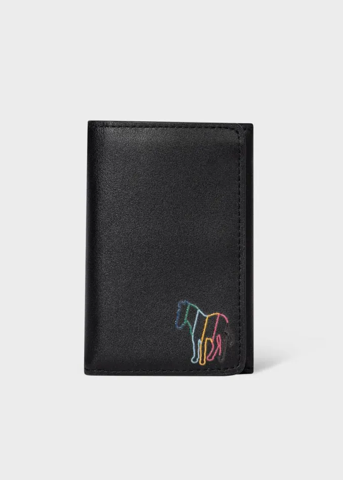 Mens Paul Smith Wallets Black Leather 039Zebra039 Trifold Wallet