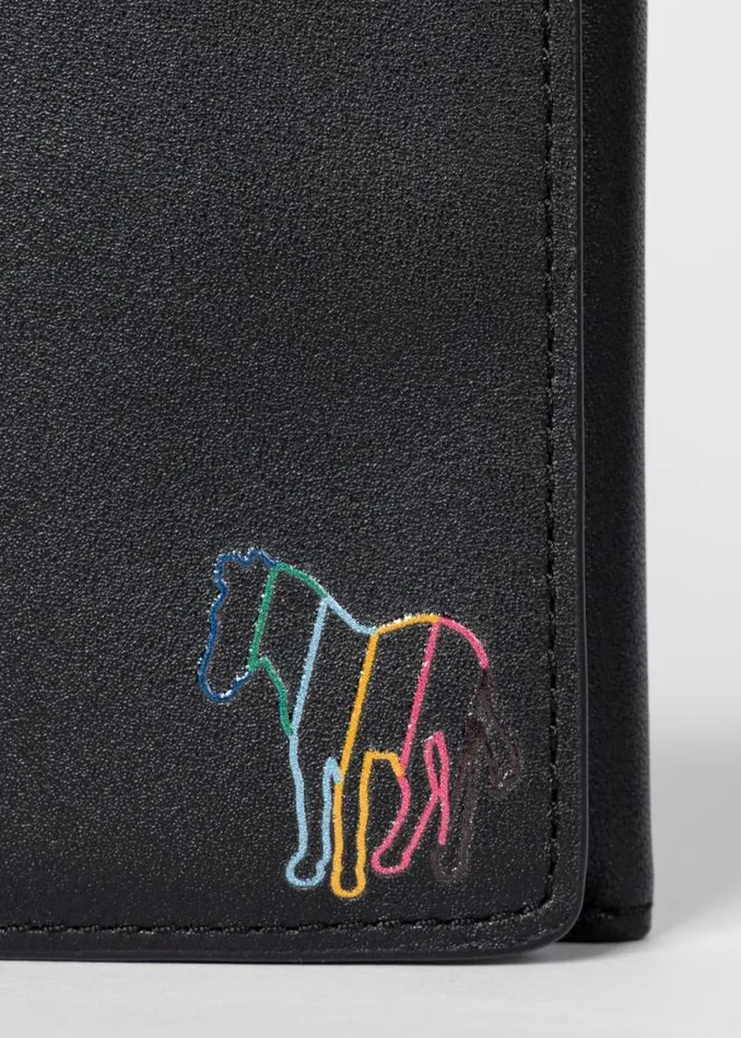 Mens Paul Smith Wallets Black Leather 039Zebra039 Trifold Wallet