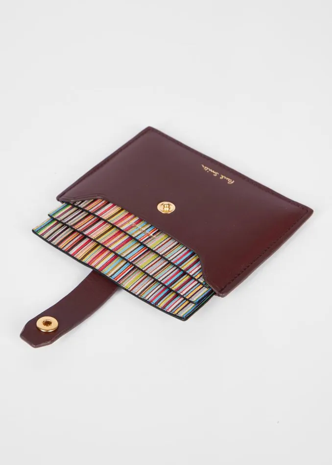 Mens Paul Smith Wallets Burgundy Leather Credit Hard Holder With 039Signature Stripe039 Pull Out Mens Paul Smith Wallets Burgundy Leather Credit Hard Holder With 039Signature Stripe039 Pull Out