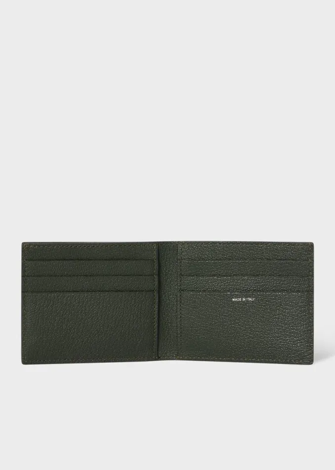 Mens Paul Smith Wallets Dark Green Grained Leather Compact Billfold Wallet Mens Paul Smith Wallets Dark Green Grained Leather Compact Billfold Wallet