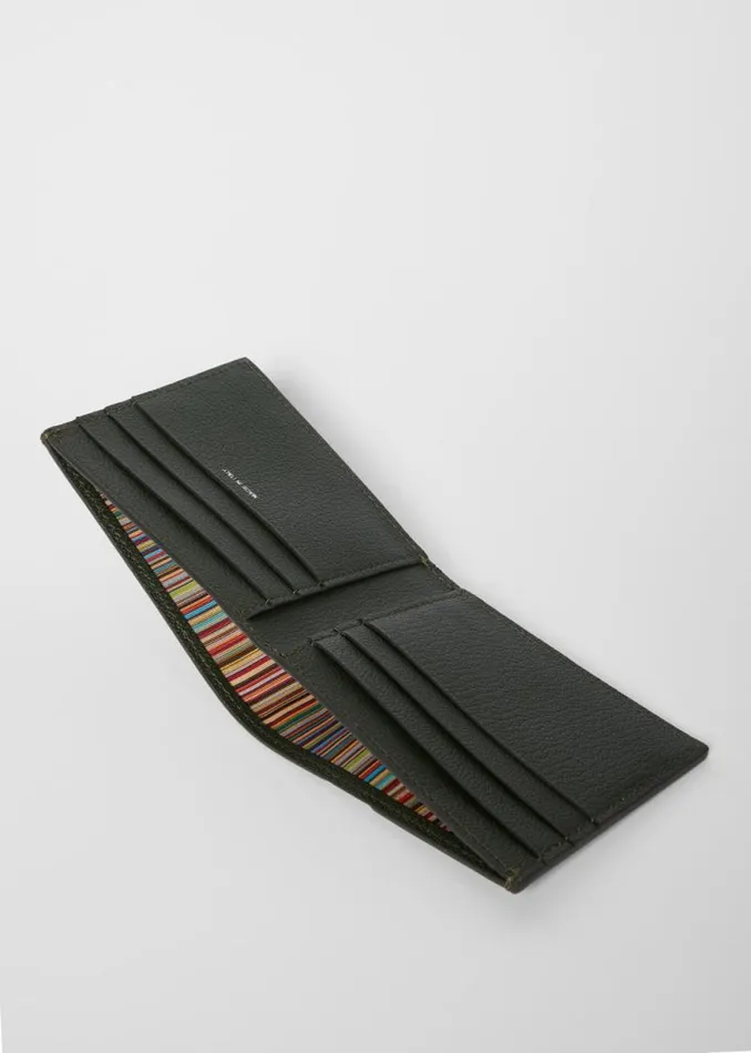 Mens Paul Smith Wallets Dark Green Grained Leather Compact Billfold Wallet Mens Paul Smith Wallets Dark Green Grained Leather Compact Billfold Wallet