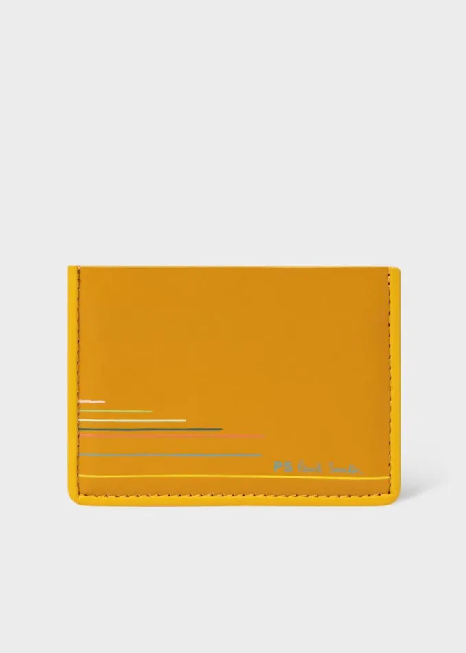 Mens Paul Smith Wallets Yellow Leather Credit Card Holder