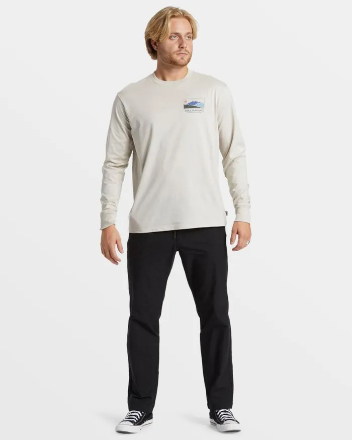 Mens Range Long Sleeve TShirt Stone Billabong TShirts
