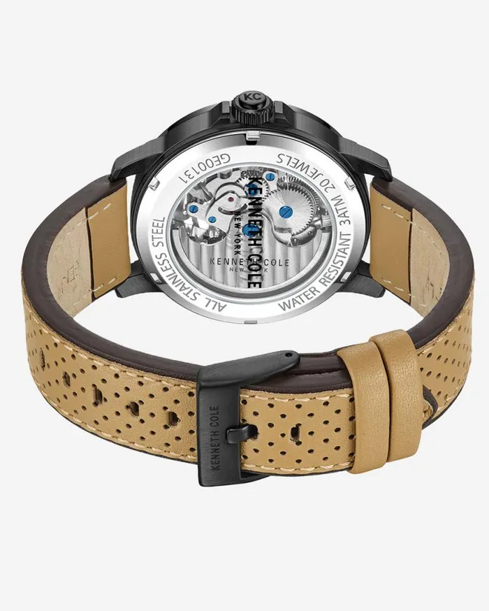 Mens Watches Men Kenneth Cole Automatic Perforated Leather Strap Watch Brown Mens Watches Men Kenneth Cole Automatic Perforated Leather Strap Watch Brown