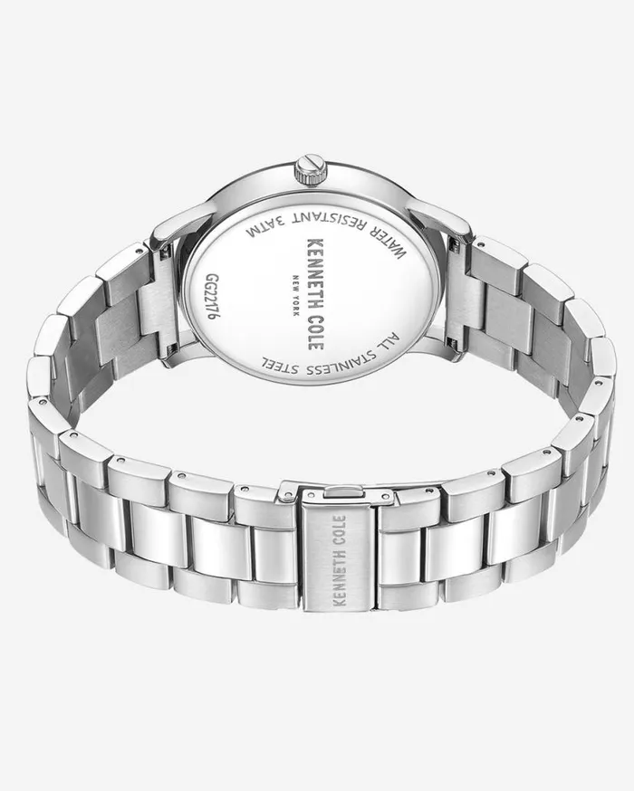 Mens Watches Men Kenneth Cole Diamond Dial Stainless Steel Bracelet Watch Grey