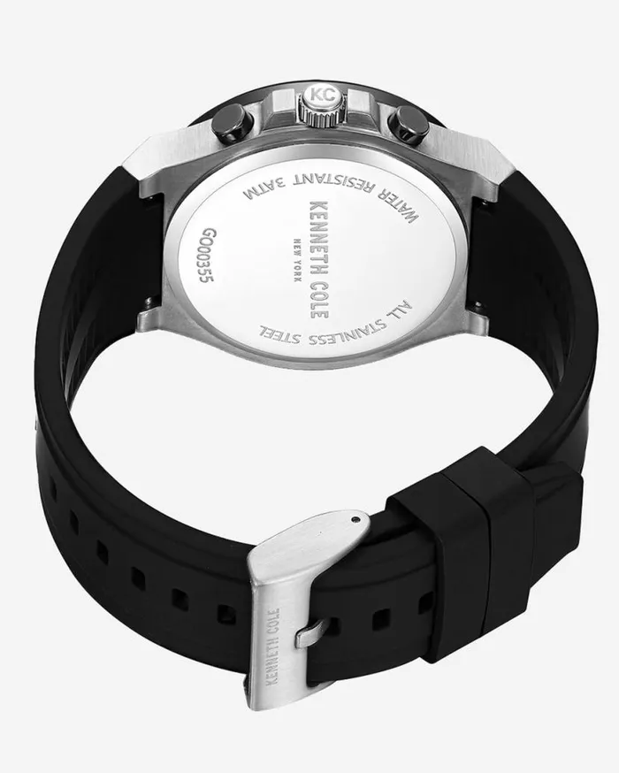 Mens Watches Men Kenneth Cole Kenneth Cole New York Chronograph Black Silicone Dress Sport Watch Black