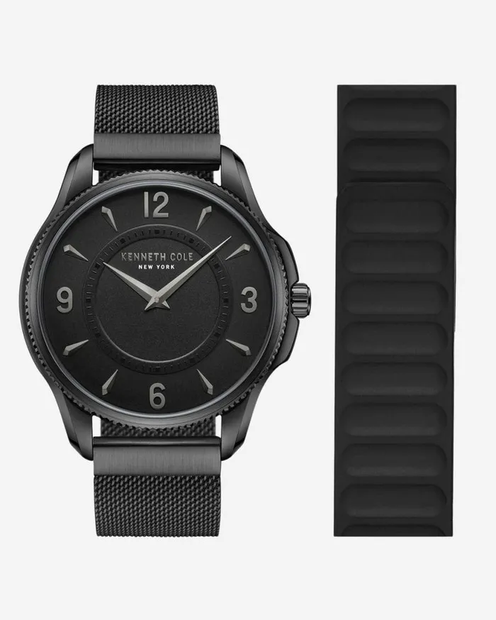 Mens Watches Men Kenneth Cole Modern Classic Interchangeable Straps Watch Set Black Mens Watches Men Kenneth Cole Modern Classic Interchangeable Straps Watch Set Black