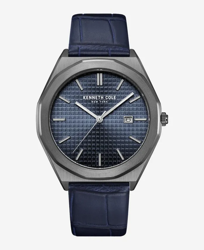 Mens Watches Men Kenneth Cole Modern Classic Leather Strap Watch Blue