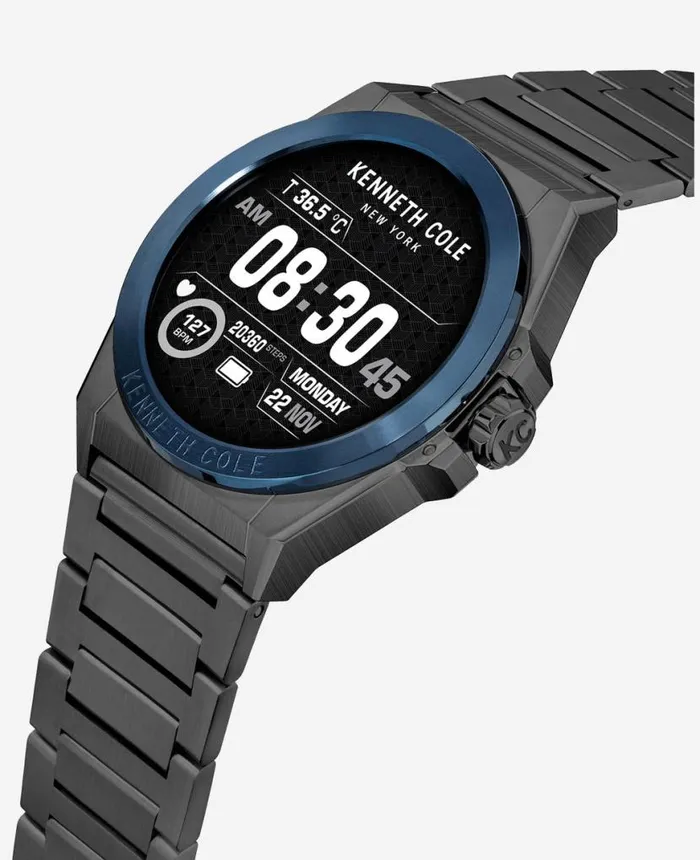 Mens Watches Men Kenneth Cole The Wellness Smartwatch 20 With Gunmetal Stainless Steel Bracelet Grey