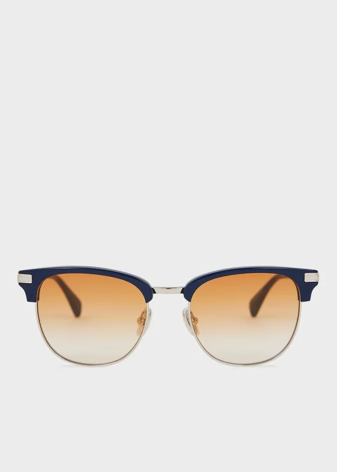 MensWomens Paul Smith Eyewear Silver And Navy 039Linden039 Sunglasses