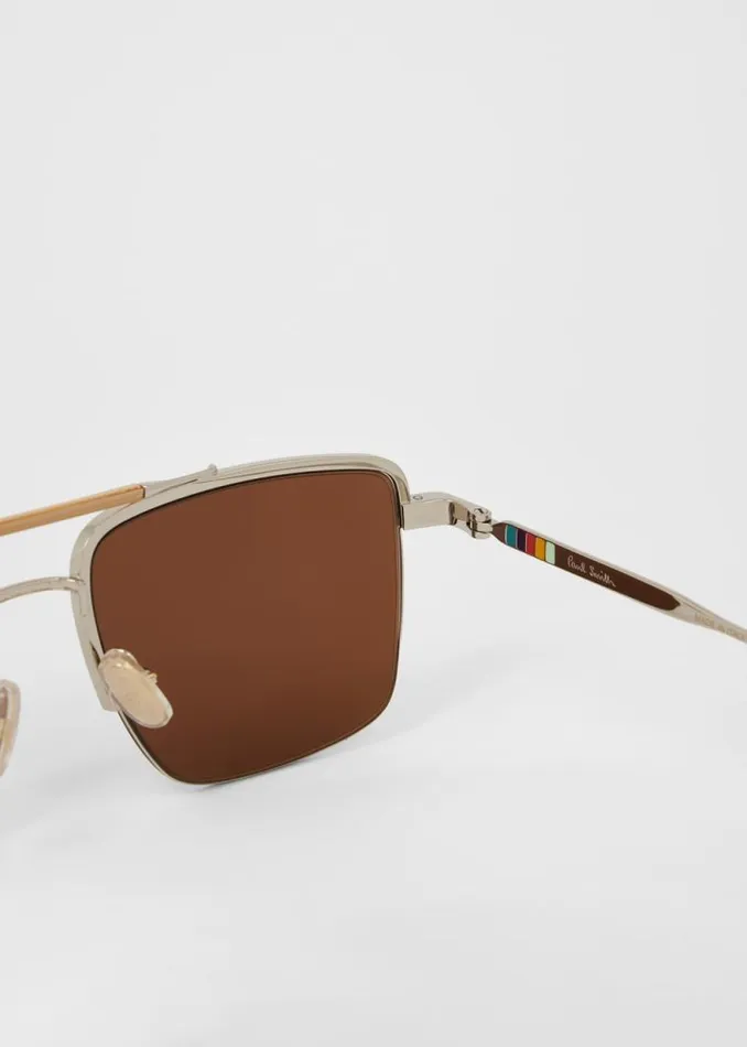 MensWomens Paul Smith Eyewear Silver Caramel 039Landor039 Sunglasses MensWomens Paul Smith Eyewear Silver Caramel 039Landor039 Sunglasses