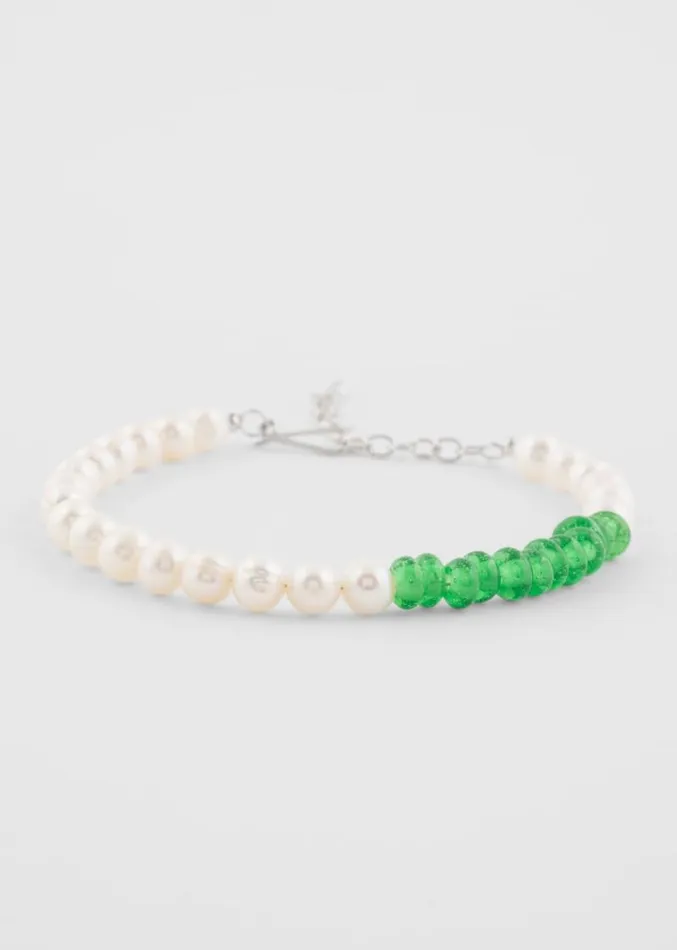 MensWomens Paul Smith Jewellery and Keyrings Pearl and Green Glass Bead Bracelet By Completedworks MensWomens Paul Smith Jewellery and Keyrings Pearl and Green Glass Bead Bracelet By Completedworks