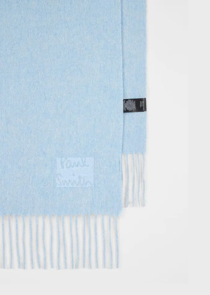 MensWomens Paul Smith Monogrammed Gifts Light Blue Tonal Embroidered Logo Cashmere Scarf MensWomens Paul Smith Monogrammed Gifts Light Blue Tonal Embroidered Logo Cashmere Scarf