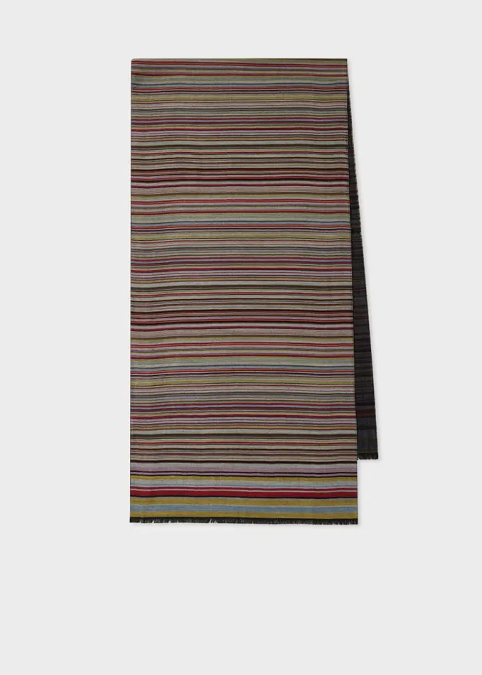 MensWomens Paul Smith Scarves 039Signature Stripe039 SilkWool Blend Scarf