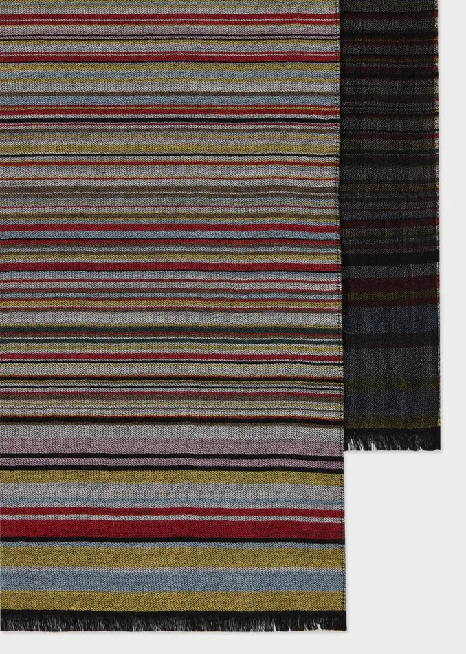 MensWomens Paul Smith Scarves 039Signature Stripe039 SilkWool Blend Scarf MensWomens Paul Smith Scarves 039Signature Stripe039 SilkWool Blend Scarf