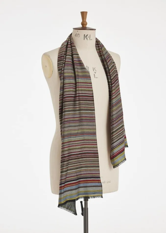 MensWomens Paul Smith Scarves 039Signature Stripe039 SilkWool Blend Scarf MensWomens Paul Smith Scarves 039Signature Stripe039 SilkWool Blend Scarf
