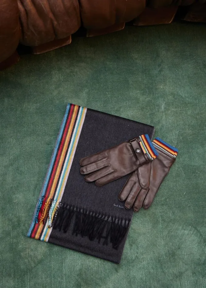 MensWomens Paul Smith Scarves Black Cashmere 039Signature Stripe039 Edge Scarf MensWomens Paul Smith Scarves Black Cashmere 039Signature Stripe039 Edge Scarf