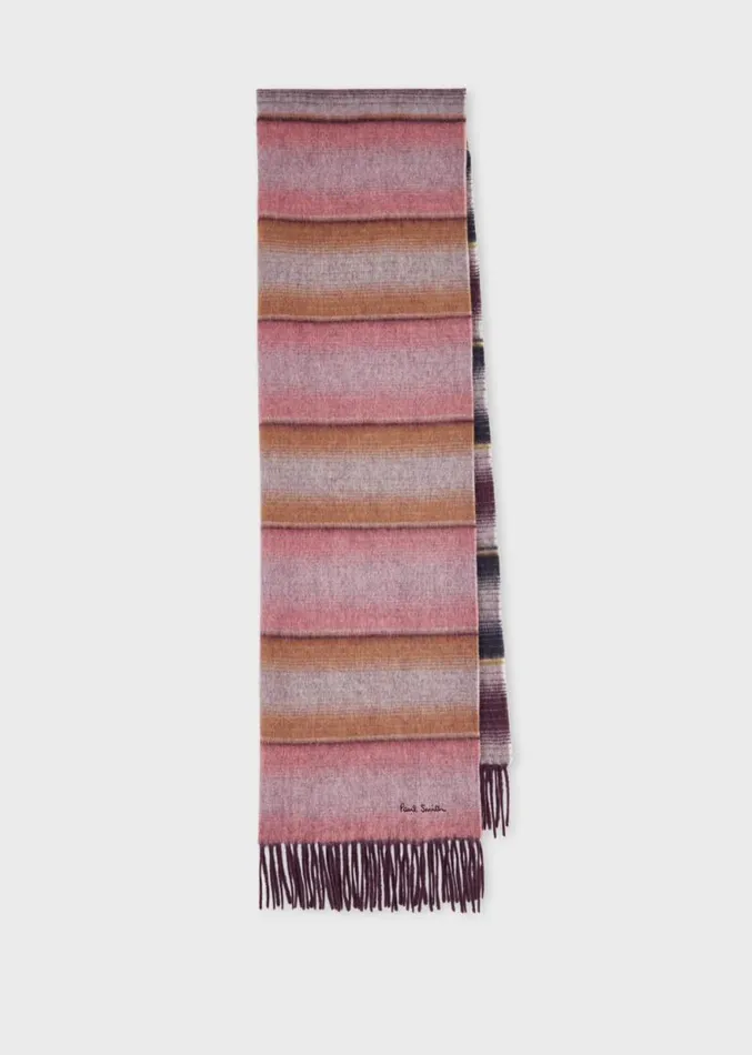 MensWomens Paul Smith Scarves Pink Stripe Wool Scarf