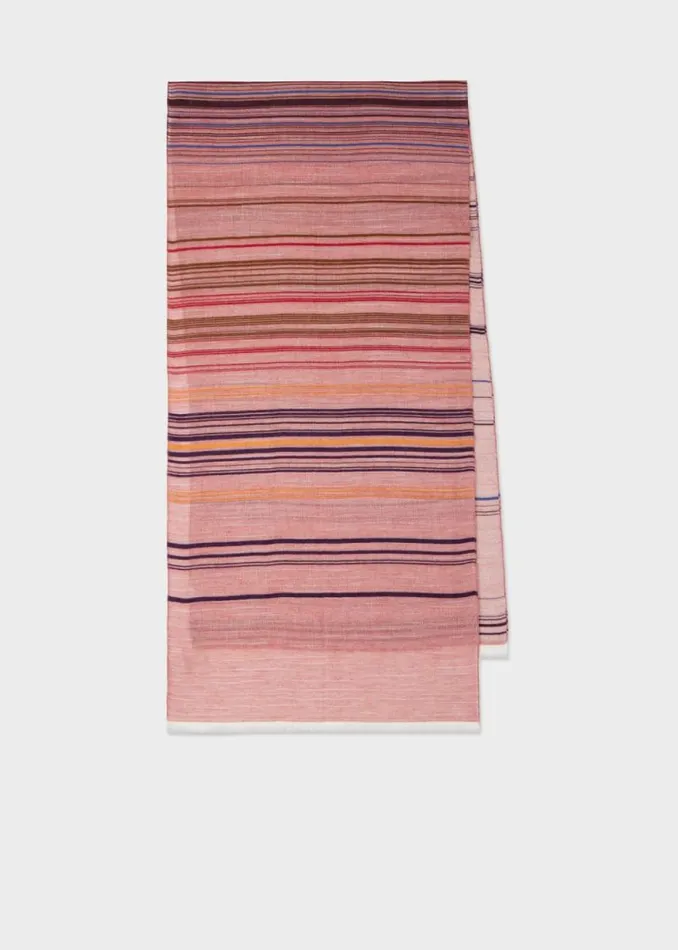 MensWomens Paul Smith Scarves Red CottonBlend Thin Stripe Scarf