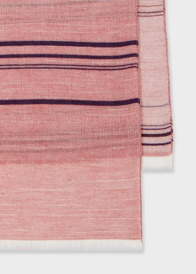 MensWomens Paul Smith Scarves Red CottonBlend Thin Stripe Scarf MensWomens Paul Smith Scarves Red CottonBlend Thin Stripe Scarf