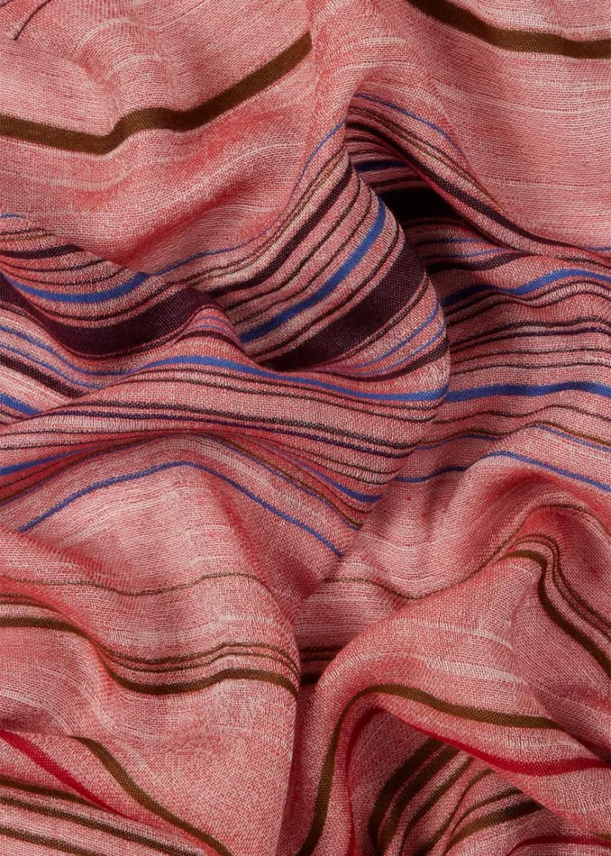 MensWomens Paul Smith Scarves Red CottonBlend Thin Stripe Scarf MensWomens Paul Smith Scarves Red CottonBlend Thin Stripe Scarf