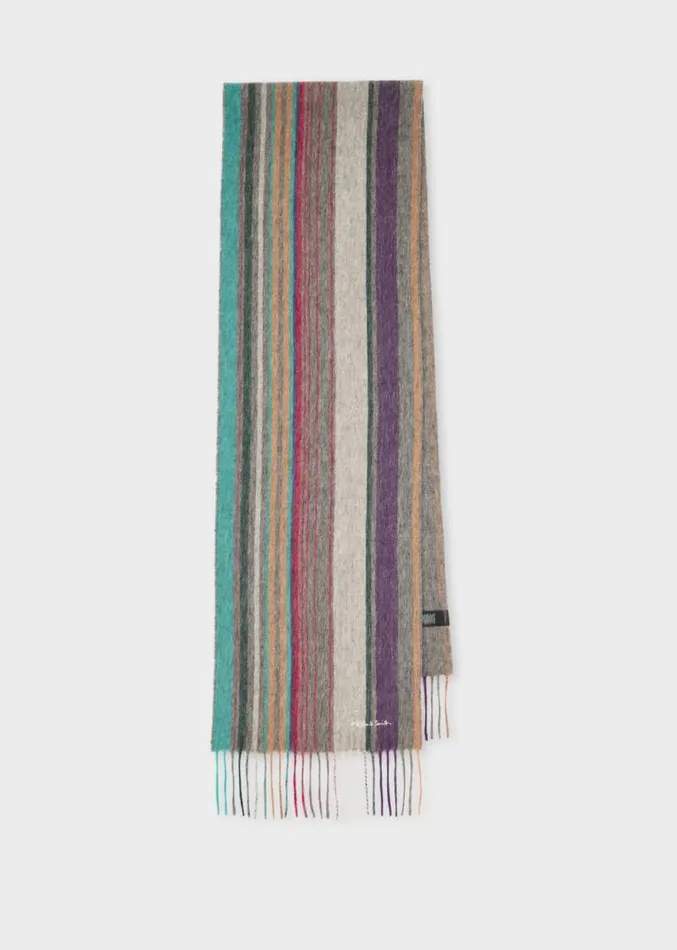 MensWomens Paul Smith Scarves Wool Multi Colour Stripe Scarf