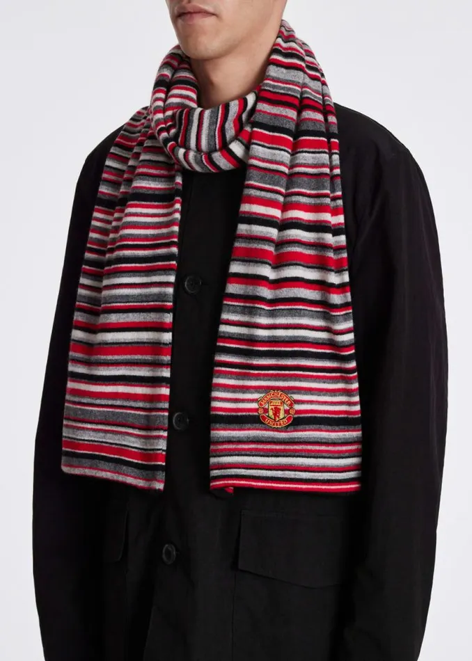 MensWomens Paul Smith The Classics Paul Smith For Manchester United Red Striped WoolCashmere Scarf MensWomens Paul Smith The Classics Paul Smith For Manchester United Red Striped WoolCashmere Scarf