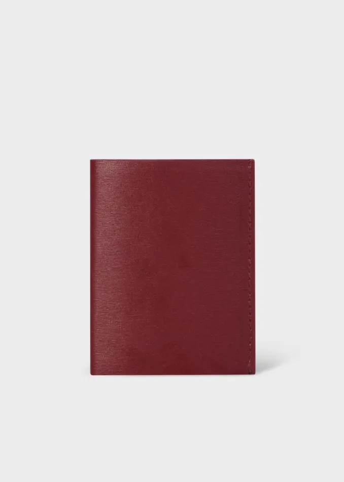 MensWomens Paul Smith Wallets Burgundy And Orange PopUp Textured Leather Card Holder MensWomens Paul Smith Wallets Burgundy And Orange PopUp Textured Leather Card Holder