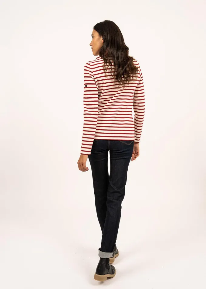 Meridame Ii Authentic Breton Shirt Heavyweight Cotton Ecrumaroon Women Saint James Breton Striped Shirts