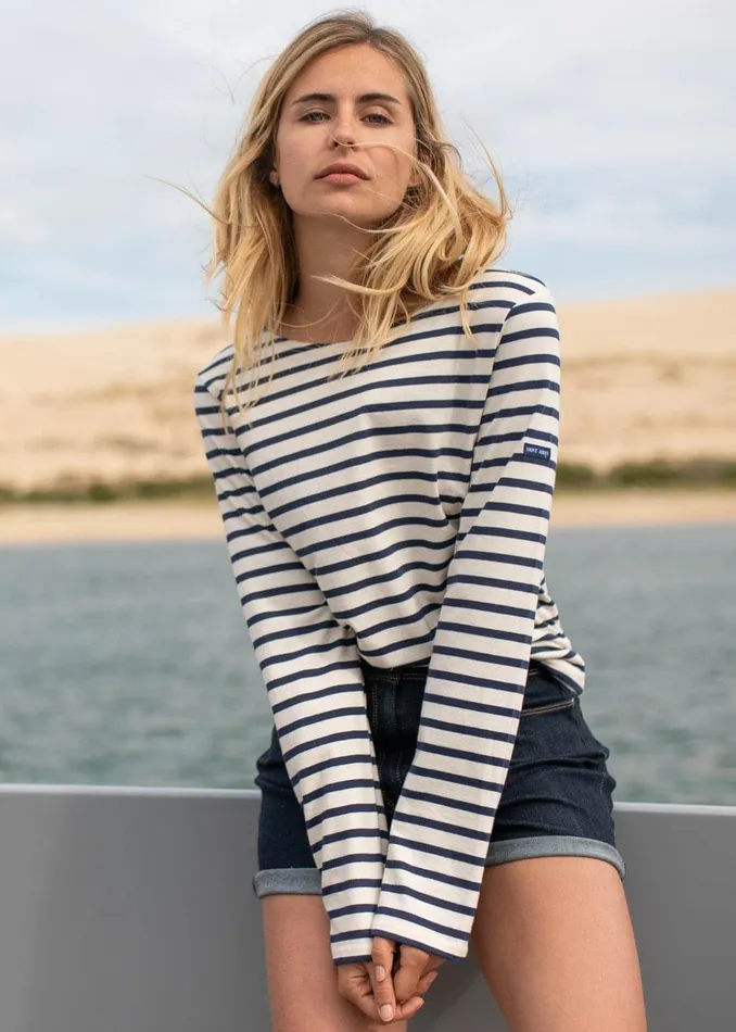 Meridame Ii Authentic Breton Shirt Heavyweight Cotton Ecrunavy Women Saint James Breton Striped Shirts