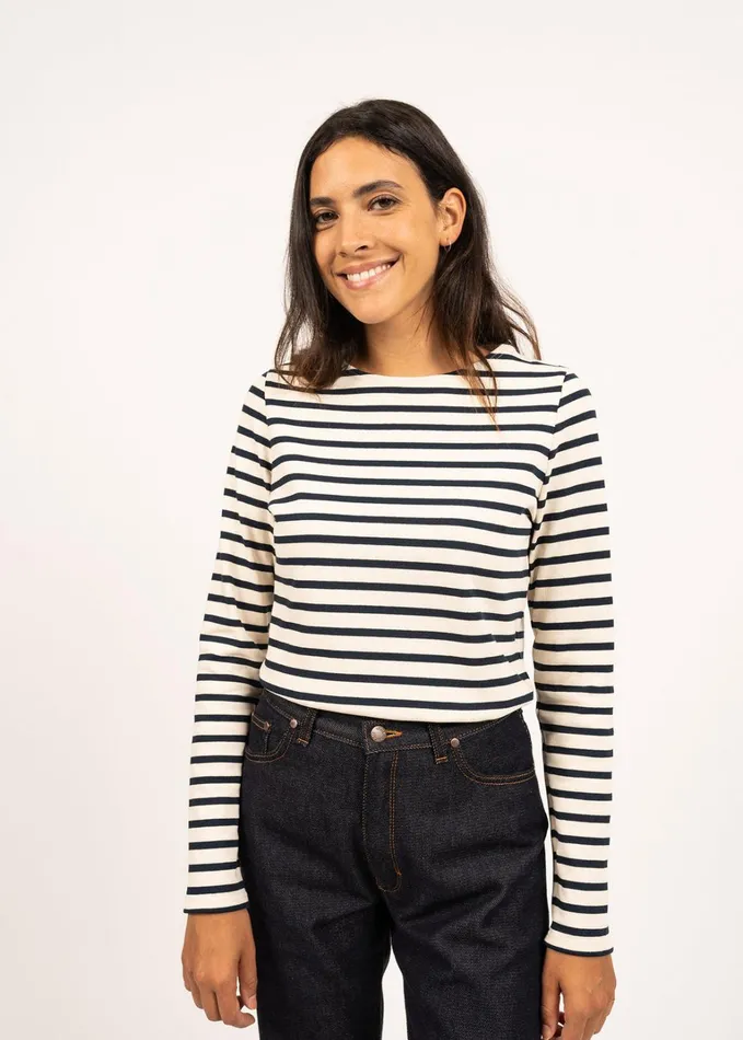 Meridame Ii Authentic Breton Shirt Heavyweight Cotton Ecrunavy Women Saint James Breton Striped Shirts