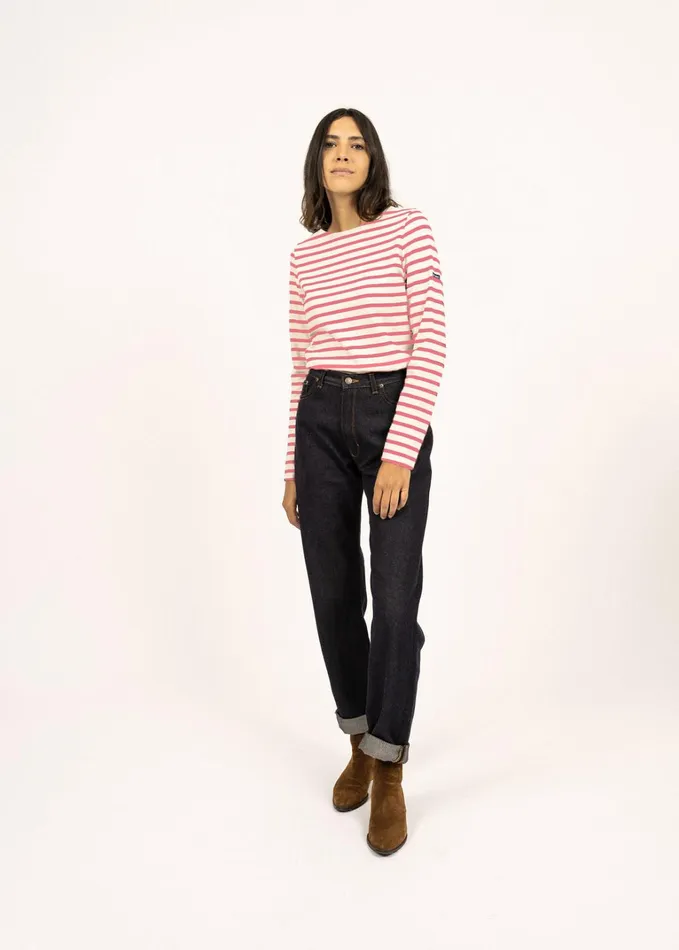 Meridame Ii Authentic Breton Shirt Heavyweight Cotton Ivorypink Women Saint James Aw24 Meridame Ii Authentic Breton Shirt Heavyweight Cotton Ivorypink Women Saint James Aw24