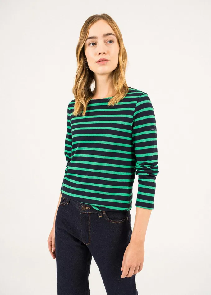 Meridame Ii Authentic Breton Shirt Heavyweight Cotton Navykellygreen Women Saint James Aw24 Meridame Ii Authentic Breton Shirt Heavyweight Cotton Navykellygreen Women Saint James Aw24